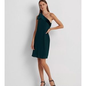 Ralph Lauren One Shoulder Green Drape Dress